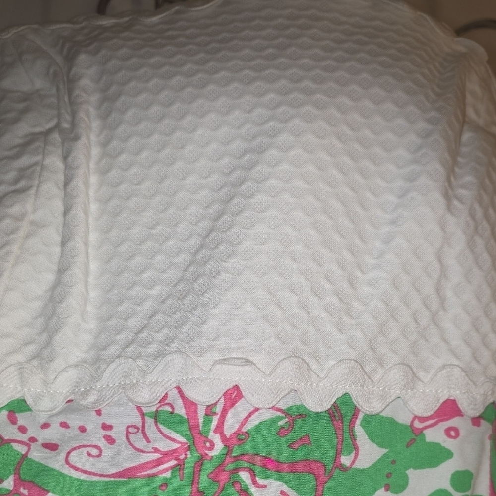 Lilly Pulitzer Cotton  White Strapless Dress with Pink & Green Floral Print 2 - Picture 6 of 16